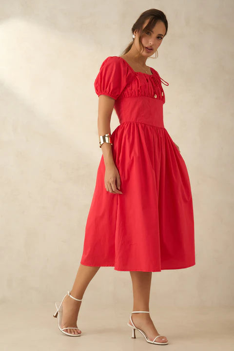 100% Cotton Voluminous Midi Dress