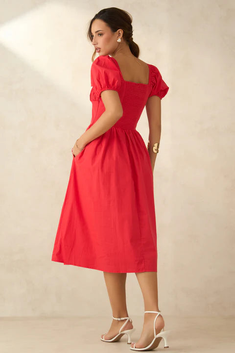 100% Cotton Voluminous Midi Dress