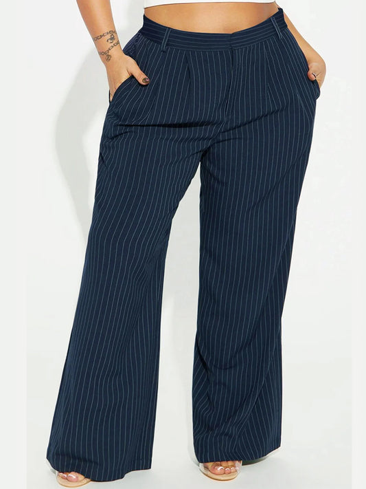 Ladies' plus sized spring loose straight leg casual pants